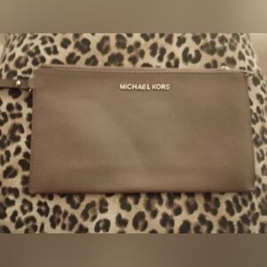 Michael Kors Brown Wristlet with Gold Accents